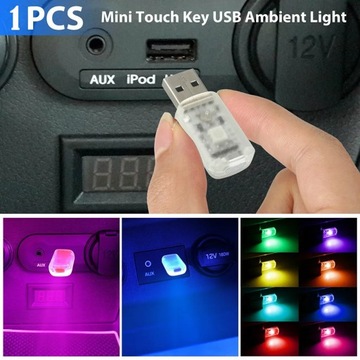 1/3 KUSU MINI USB LED VOZIDLA VNITŘNÍ LAMPA KLÁVESA DOTYKOVÝ NEON A