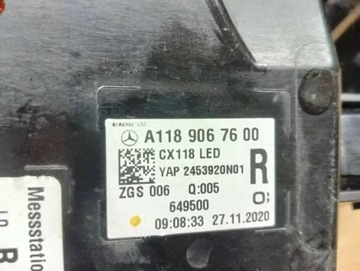 M25 MERCEDES CLA W118 SVĚTLO PRAVÝ ZADNÍ LED W BLATNÍK A1189067600