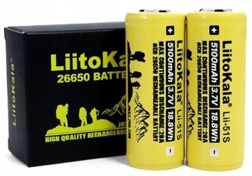 Akumulator LiitoKala ogniwo 26650 5100mAh 2 szt