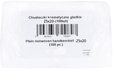 Chusteczki GŁADKIE kosm. 25x20 100szt