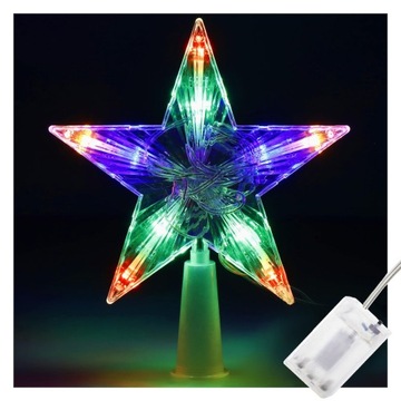 ЗВЕЗДА ДЛЯ РОЖДЕСТВЕНСКОЙ ЕЛКИ 10 СВЕТОДИОДНЫХ ТОЧЕЧНЫХ ОРНАМЕНТОВ 15 СМ ТОП МНОГОЦВЕТНЫЙ