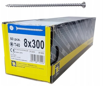 WKRĘT CIESIELSKI CPS 8x300 PEŁNY GWINT ŁEB STOŻEK