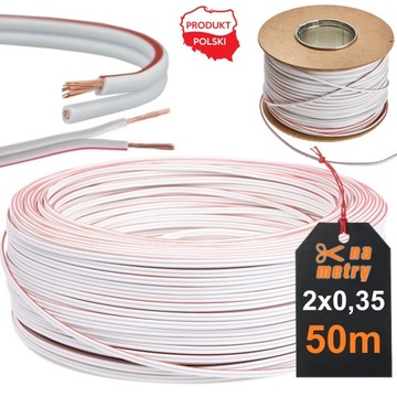 KABEL PRZEWÓD DO LED DWUŻYŁOWY 2x0,35 MIEDŹ 50M