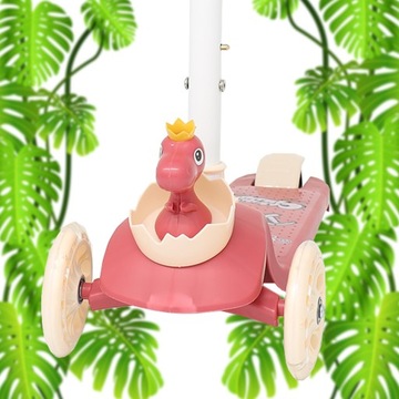 ДЕТСКИЙ СКУТЕР ДИНОЗАВР, БАЛАНС ТРЕХКОЛЕСНЫЙ, СВЕТЯЩИЕСЯ КОЛЕСА, СКЛАДНОЙ