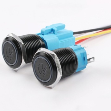 Светодиодный выключатель противотуманных фар, универсальный, бистабильный, 16мм, черный