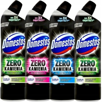 Domestos Zero Kamienia Żel do Toalety na kamień do WC MIX 4x750ml Zestaw