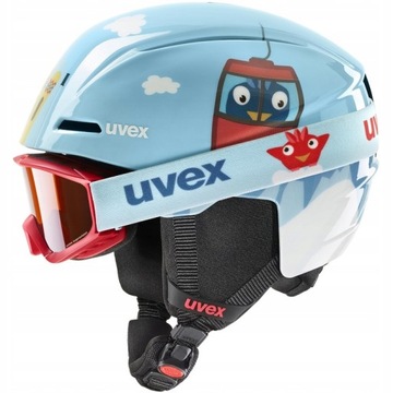 ZESTAW DZIECIĘCY KASK NARCIARSKI VITI + GOGLE SPEEDY PRO UVEX 51-55 CM 1003