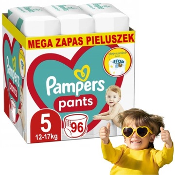 PAMPERS PANTS 5 ROZMIAR PIELUCHOMAJTKI DLA DZIECI 12-17kg MEGA ZAPAS 96szt