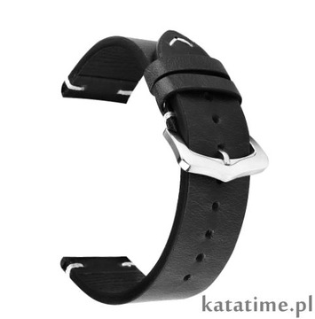 PASEK DO ZEGARKA smartwatcha naturalna skóra czarny 19 mm SUPER JAKOŚĆ HIT!