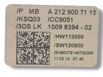 Mercedes-Benz E W212 2014 Лента подушки безопасности/кольцо скольжения/SRS