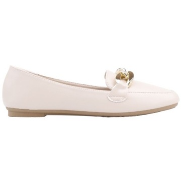 MOKASYNY DAMSKIE PÓŁBUTY WSUWANE PŁASKIE BEŻOWE