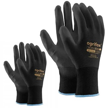 Rękawice ochronne poliestrowe - rozmiar 7 - czarne - 2 PARY