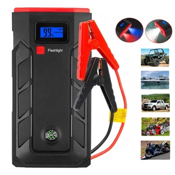 MOCNY JUMP STARTER ROZRUCH BOOSTER POWERBANK 12V LATARKA ZESTAW 30000mAh