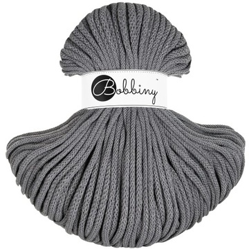 Sznurek makramy Bobbiny Pleciony 5mm Ciemny szary