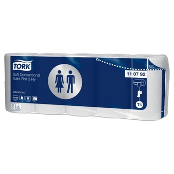 Tork 110792 - Papier toaletowy w rolce, 3 warstwy, biały, T4 - 10 szt.