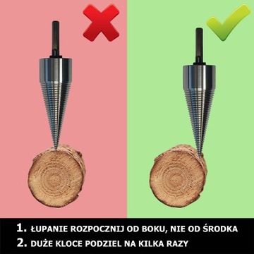 ŚWIDER 32 mm do ŁUPANIA DREWNA STOŻEK WIERTŁO DO WIERTARKI SDS