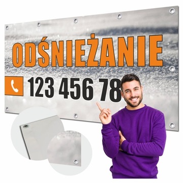 BANER REKLAMOWY 1x2m SOLIDNY BANER Z WYDRUKIEM odśnieżanie SZABLONY 200x100