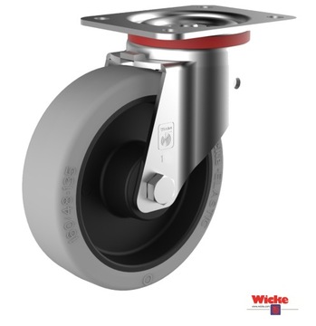 KOŁO OBROTOWE SKRĘTNE 160mm guma szara 300kg WICKE