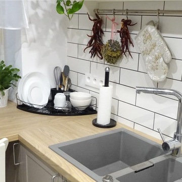 УГЛОВОЙ СЕН ДЛЯ СУШКИ ПОСУДЫ, ЧЕРНЫЙ, КАПЕЛЬНИЦА БОЛЬШОЙ ВМЕСТИМОСТИ