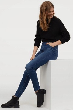 H&M HM Elastyczne spodnie Niebieski denim 36 S