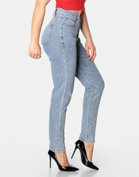 Jasne Spodnie Damskie Mom Jeans Dżinsy Zwężane Wysoki Stan Strecz 6700 W50