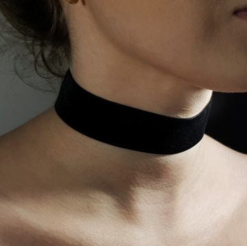 Szeroki CHOKER na szyję Czarny Naszyjnik AKSAMITNY