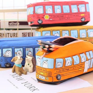 Kreatywny piórnik studencki Zwierzę, autobus, autobus, płócienny piórnik