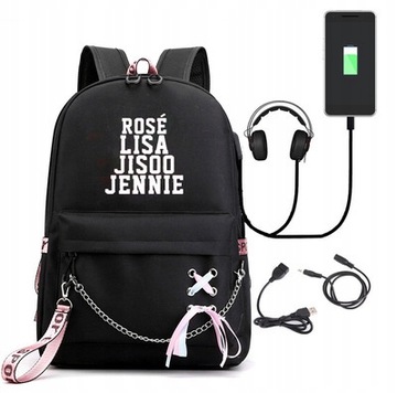 ШКОЛЬНЫЙ РЮКЗАК BLACKPINK USB A4 БОЛЬШИЕ УЗОРЫ