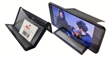Podstawka pod telefon metal czarna wizytownik na biurko metalowy z siatki