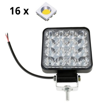 LAMPA 16 LED HALOGEN ROBOCZY SZPERACZ 48W 12V 24V