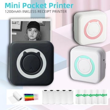 Мини-фотопринтер, беспроводной термопринтер, для фотографий, квитанций, заметок