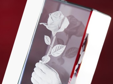 Подарок на день рождения 1-99 лет 3D РОЗА + светодиодная ГРАВИРОВКА + КАБЕЛЬ