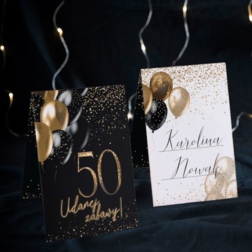 Виньетки на 50-летие, чёрные с золотом, 10 шт.