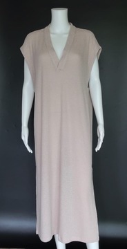 H&M L 40 PROSTA SUKIENKA DZIANINOWA SWETERKOWA BEŻ