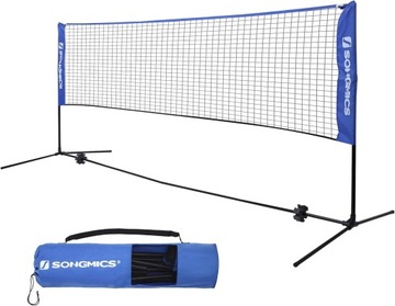 Siatka do badmintona SONGMICS 3m, wys. 90–155 cm, torba, niebieska
