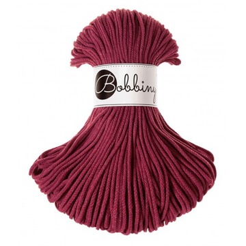 Sznurek bawełniany Bobbiny 3mm Czerwone Wino