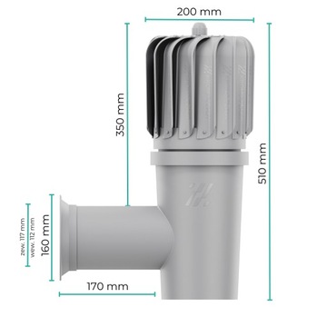 Вентиляционный камин с боковой стенкой ROTATING fi110 СВЕТЛО-СЕРЫЙ 7036