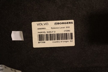 VOLVO S80 II 2.4 D 2007 RHD ZADNÍ POLIČKA KUFRU 00