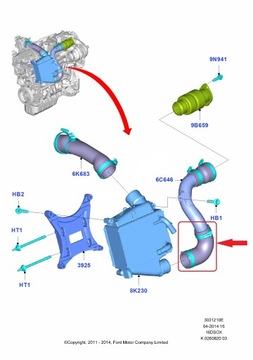 TRUBKA TURBO FORD FOCUS MK3 MONDEO 1.6 CV616C646-BC