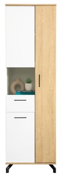 Witryna 60 cm biała + dąb + czarne nóżki loft MAD3