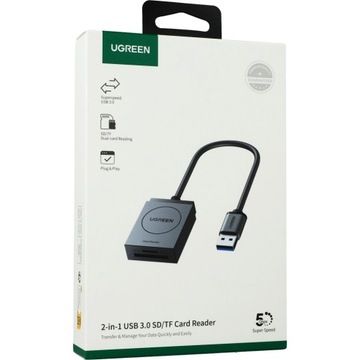 Устройство чтения карт памяти SD и microSD для компьютера, Windows/macOS, UGREEN CR127