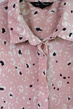 New Look koszula bluzka szyfonowa panterka pudrowy róż 40 L 12