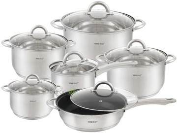 Набор из 12 кастрюль Kinghoff из нержавеющей стали.