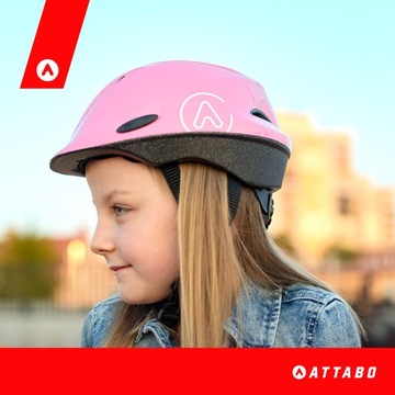 Детский велосипедный шлем ATTABO Hinge, розовый S, ПЕНА EPS, DURABLE SHELL
