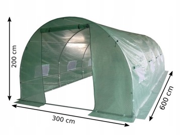 DUŻY TUNEL OGRODOWY FOLIOWY FOLIA SZKLARNIA NA WARZYWA NAMIOT 3x6m 18m2