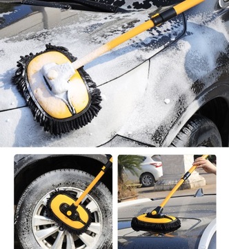 ТЕЛЕСКОПИЧЕСКАЯ ЩЕТКА ДЛЯ МЫТЬЯ АВТОМОБИЛЕЙ И ПАНЕЛЕЙ АВТОМОБИЛЕЙ 90° + 3 НАКЛАДКИ ДЛЯ ШВАБРЫ