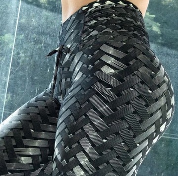 Legginsy damskie z wzorem, siłownia, fitness S