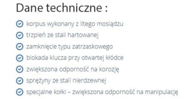 ЛАТУННЫЙ ШТИФТОВОЙ НАВЕСНОЙ ЗАМОК GERDA KMT50