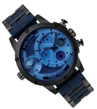 Zegarek męski na pasku silikonowym Police PL.14536JSU/04P DualTime XL