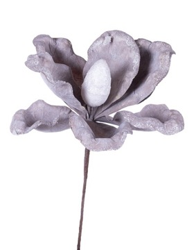 Magnolia szaro beżowa 22cm zimowa z brokatem
